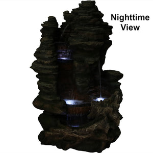 Sunnydaze Large Flat Rock Summit Waterfall Fountain with LED Lights - 61 in