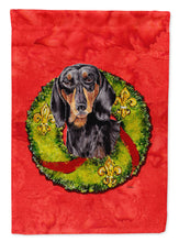Load image into Gallery viewer, 11 x 15 1/2 in. Polyester Dachshund Christmas Wreath Garden Flag 2-Sided 2-Ply