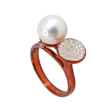 Load image into Gallery viewer, Luysa High/low Prong Set Ring In White Cubic Zirconia And Floating Freshwater Pearl