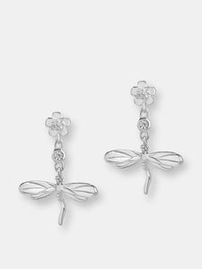 CZ Dragonfly Dangle Earrings