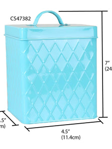 Trellis Collection Small Tin Canister, Turquoise