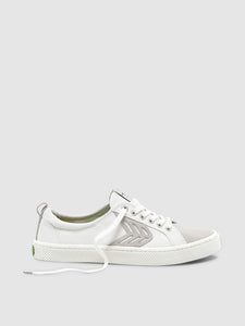 CATIBA Low Off White Canvas Ice Suede Accents Sneaker Men