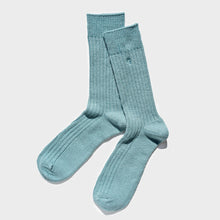 Load image into Gallery viewer, Paper X Superwash Wool Rib Crew Socks - Light Blue