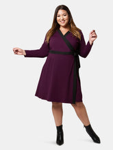 Load image into Gallery viewer, Kara Wrap Dress In Aubergine (Curve)