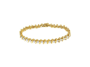 2 Micron 14KT Yellow Gold Plated Sterling Silver Diamond Link Bracelet