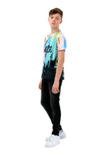 Load image into Gallery viewer, Boys Drips T-Shirt- Black/Yellow/Blue