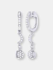 Moonlit Phases Diamond Hoop Earrings In Sterling Silver