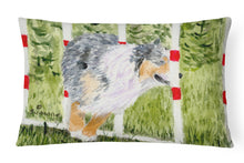 Load image into Gallery viewer, 12 in x 16 in  Outdoor Throw Pillow Australian Shepherd Canvas Fabric Decorative Pillow
