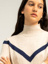 Load image into Gallery viewer, V Line High Neck Sweater - Oatmeal
