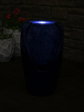 Load image into Gallery viewer, Blue Ceramic Vase Outdoor Water Fountain 22&quot; Water Feature w/ LED