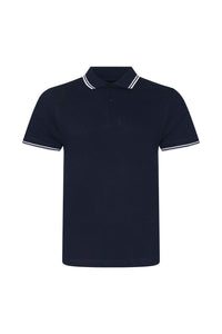 Mens Stretch Tipped Polo Shirt - Navy/White