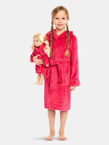 Girl And Doll Fleece Hooded Robe Colors