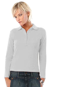 B&C Womens/Ladies Safran Long Sleeve Polo Shirt (White)