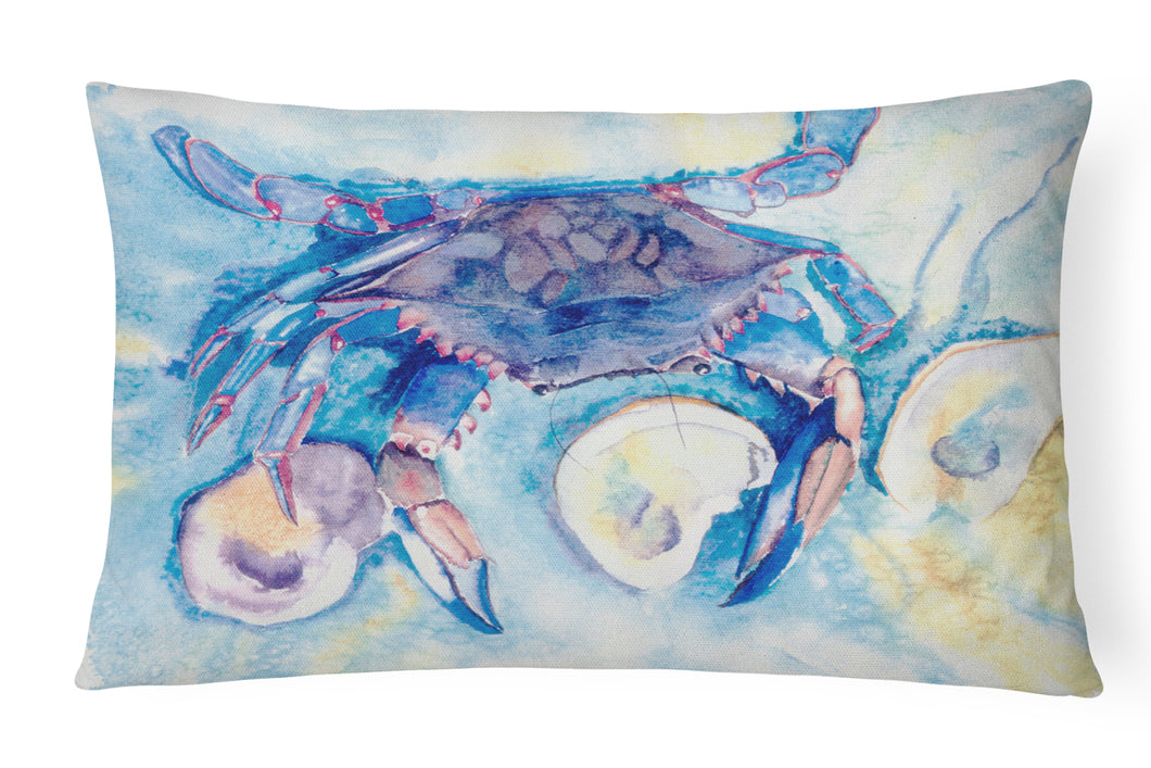 12 in x 16 in  Outdoor Throw Pillow Crab and oyster Canvas Fabric Decorative Pillow