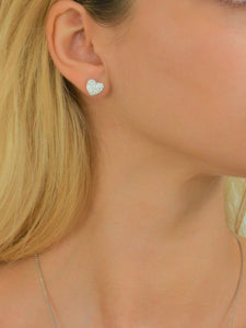 Pave Heart Stud Earrings