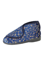Load image into Gallery viewer, Womens/Ladies Geraldine Touch Fastening Floral Bootee Slippers (Navy Blue)