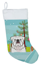 Load image into Gallery viewer, Christmas Tree and White English Bulldog Christmas Stocking