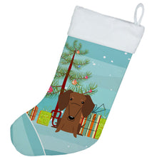 Load image into Gallery viewer, Merry Christmas Tree Dachshund Red Brown Christmas Stocking