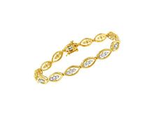 Load image into Gallery viewer, 10K Yellow Gold Plated .925 Sterling Silver 1 cttw Prong Set Round-Cut Diamond Link Bracelet