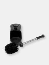Load image into Gallery viewer, Brushed Stainless Toilet Brush Holder with Comfort Grip Handle with Easy to Store Compact Non-Skid Caddy, Black