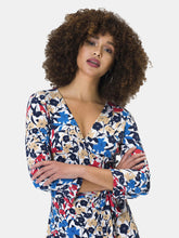 Load image into Gallery viewer, Perfect Wrap Mini Dress  in Patchwork Blue