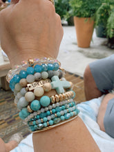 Load image into Gallery viewer, Soapstone and Crystal Beaded Stretch Bracelet with Quartz