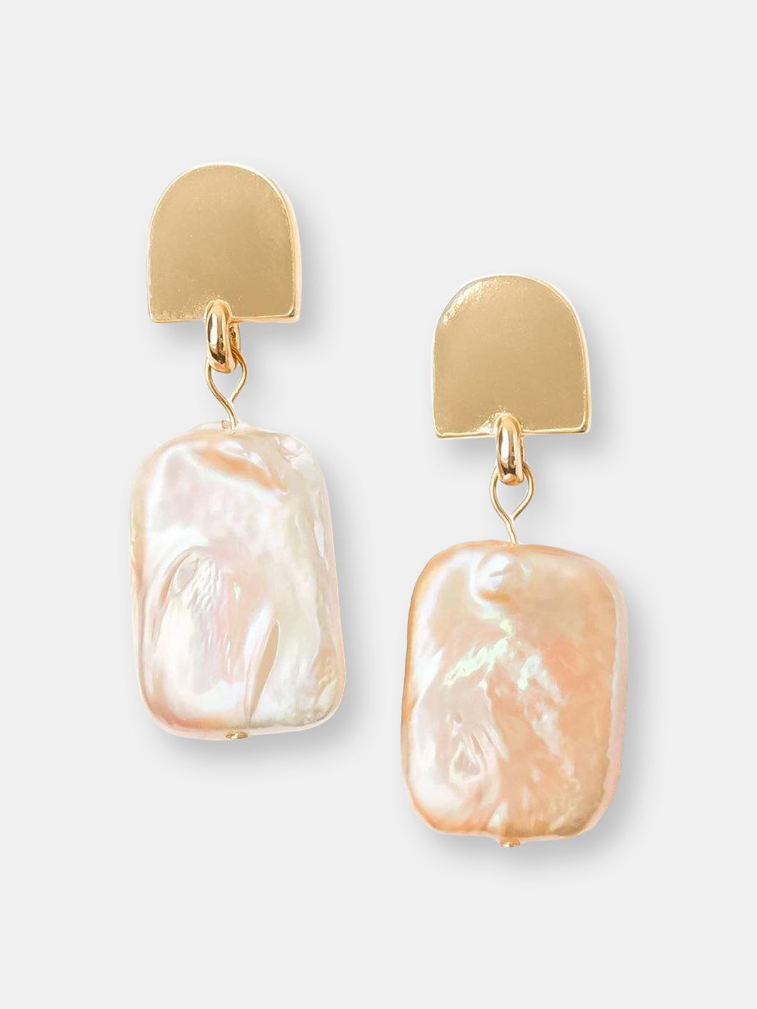 Gold Dome + Peachy Pearl Earrings