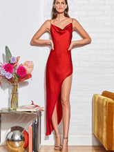 Load image into Gallery viewer, Cowl with High Slit Slip Dress