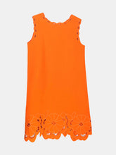 Load image into Gallery viewer, Oscar De La Renta Women&#39;s Burnt Orange Sleeveless Crewneck Cut Out Hem Dress