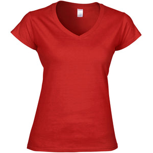 Gildan Ladies Soft Style Short Sleeve V-Neck T-Shirt (Red)