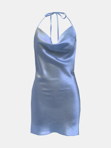 Icy Blue Slinky Mini Dress