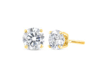 Load image into Gallery viewer, 10K Yellow Gold 1-1/2 Cttw Round Brilliant-Cut Near Colorless Diamond Classic 4-Prong Stud Earrings With Screw Backs