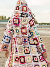 Load image into Gallery viewer, Hooded Granny Square Crochet Kimono