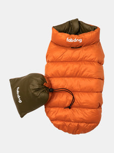 Olive and Orange Pack N' Go Reversible Puffer