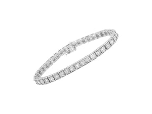 .925 Sterling Silver Brilliant-Cut Round Diamond Square Frame Miracle-Set Tennis Bracelet