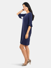 Load image into Gallery viewer, Blake Bell Sleeve Dress in Classic Navy