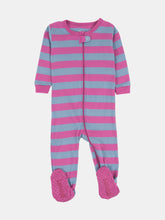 Load image into Gallery viewer, Footed Purple Stripes Pajamas