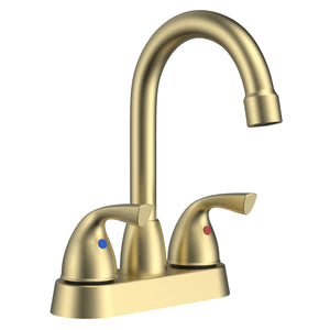 Bianca 4 in. Surface Mounted 2 Handles Bathroom Faucet With Drain Kit Included In Brushed Gold