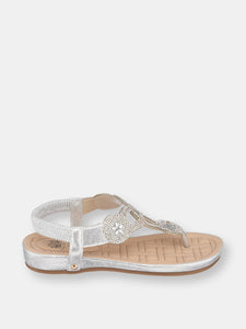 Eva Silver Flat Sandals
