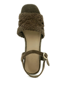 Tasha Khaki Block Heel Sandal
