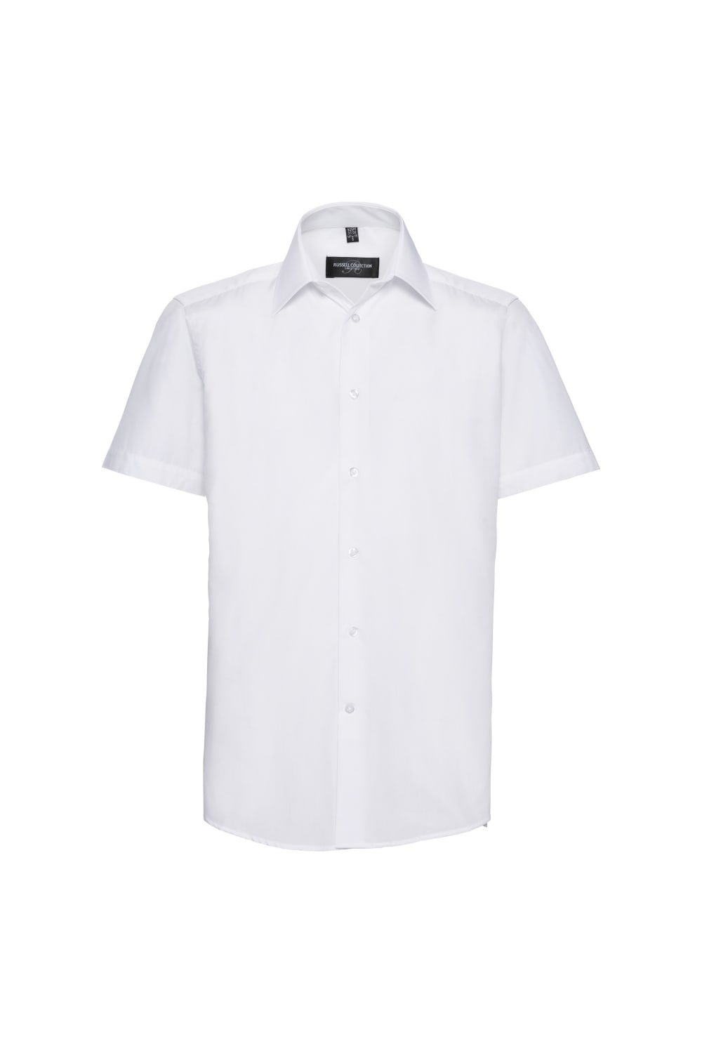 Russell Collection Mens Short Sleeve Poly-Cotton Easy Care Tailored Poplin Shirt (White)