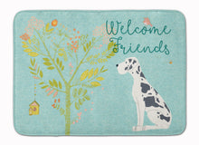 Load image into Gallery viewer, 19 in x 27 in Welcome Friends Harlequin Great Dane Machine Washable Memory Foam Mat