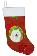 Load image into Gallery viewer, Christmas Snowflakes Japanese Spitz Christmas Stocking