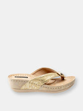 Load image into Gallery viewer, Dafni Gold Wedge Sandals
