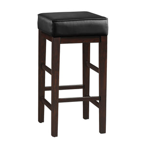 Kinsale 30.5 in. Backless Wood Frame Square Bar Stool With Faux Leather Seat (Set of 2)