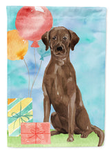 Load image into Gallery viewer, 11 x 15 1/2 in. Polyester Happy Birthday Chocolate Labrador Retriever Garden Flag 2-Sided 2-Ply