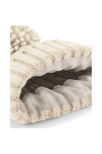 Unsiex Adults Cable Knit Melange Beanie - Oatmeal