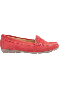 Womens/Ladies Margot Suede Leather Loafer Shoe (Red)