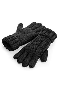 Unisex Cable Knit Melange Gloves - Black