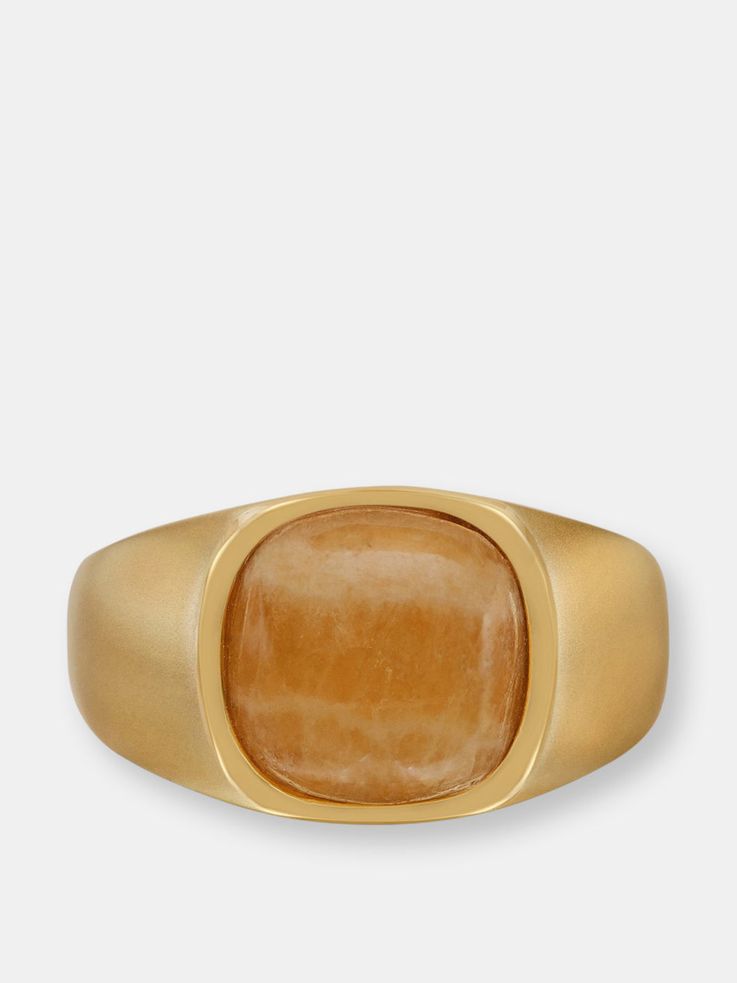 Yellow Lace Agate Stone Signet Ring in 14K Yellow Gold Plated Sterling Silver